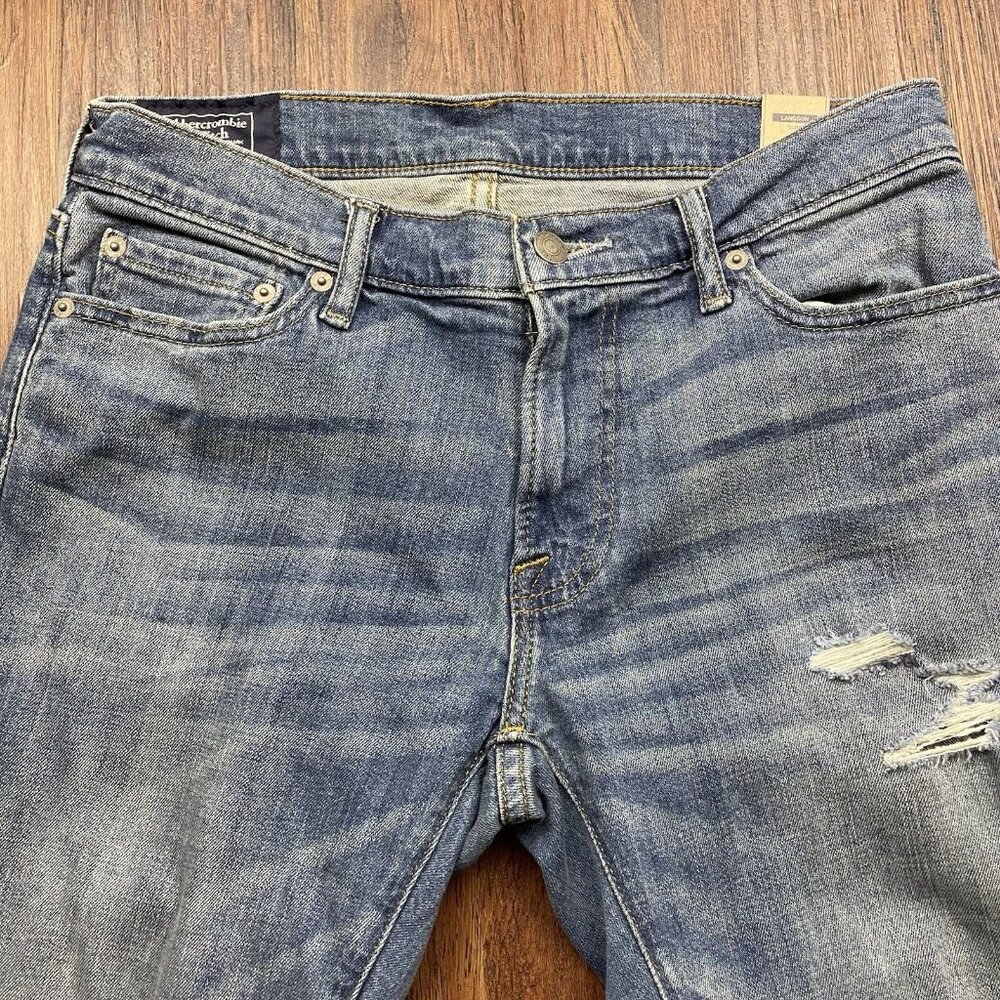 Abercrombie & Fitch Jeans Men's 30W 32L Blue Athletic Slim Fit Stretch 30x32 - Picture 3 of 11